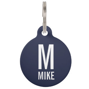 Pet Name and Monogram with QR Code Pet ID Tag