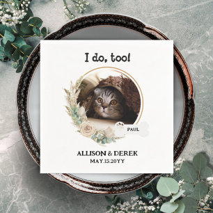 Pet Name Dog Cat Custom Photo Wreath Wedding Napki Napkins