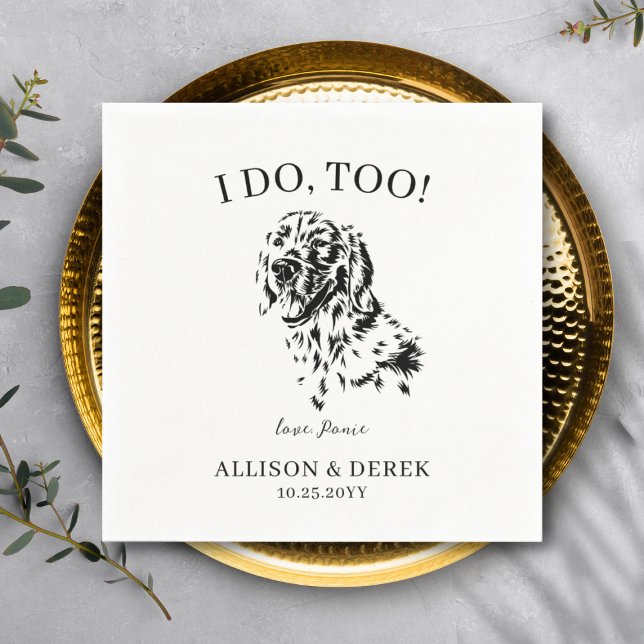 Pet Name Golden Retriever Drawing Dog Wedding  Napkins (Creator Uploaded)