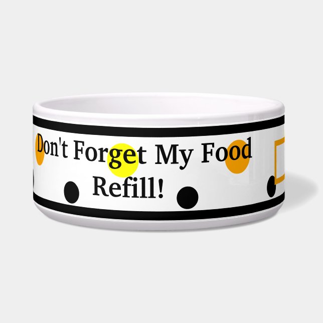 Pet Name Orange Yellow Polka Dots Humor Bowl (Left)
