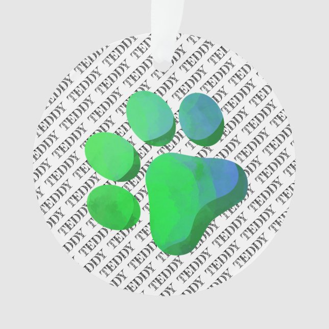 PET NAME Pattern Paw Print Colorful Fun  Ornament (Front)