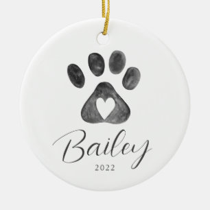 Pet Name Paw Print Christmas Ornament