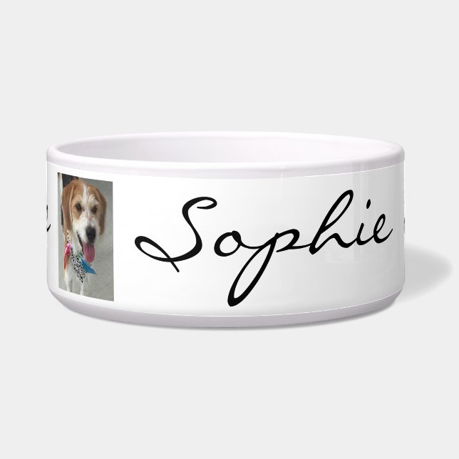 Pet Name & Photo, White Bowl (Front)
