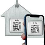 Pet Name with QR Code Design Pet ID Tag<br><div class="desc">Pet identity tag with your own QR Code Design. If your pet goes missing this pet collar tag can show extra information and link to you via your QR Code. Replace image with your own uploaded QR Code. There are various websites that allow you to create and download QR Codes...</div>