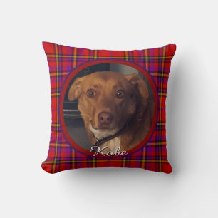 Pet on Plaid Monogrammed Throw Pillow