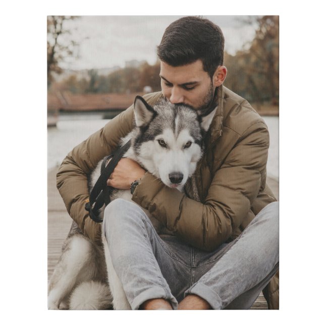Pet Owner Photo Keepsake Faux Canvas Print (Front)