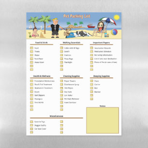 Pet Packing List Magnetic Dry Erase Sheet