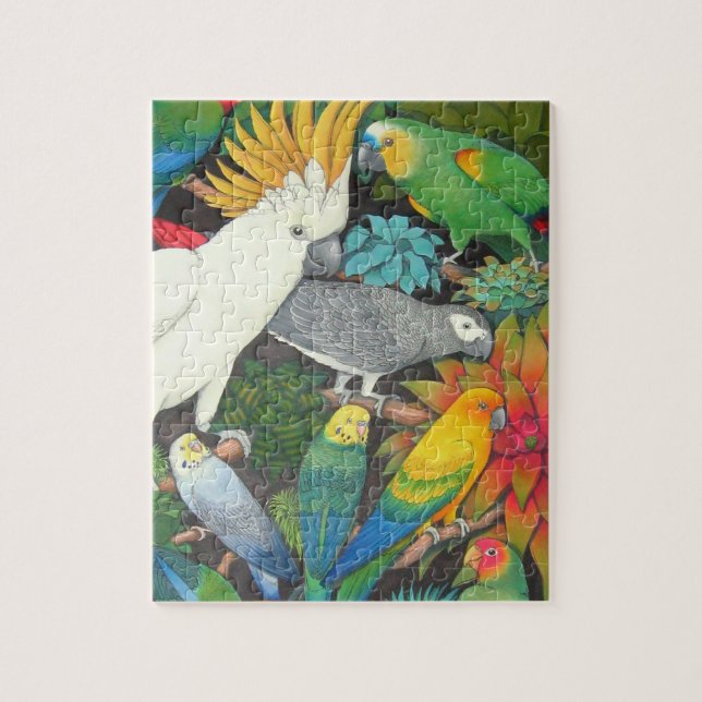 Pet Parrots in Bromeliad Plants Puzzle (Vertical)