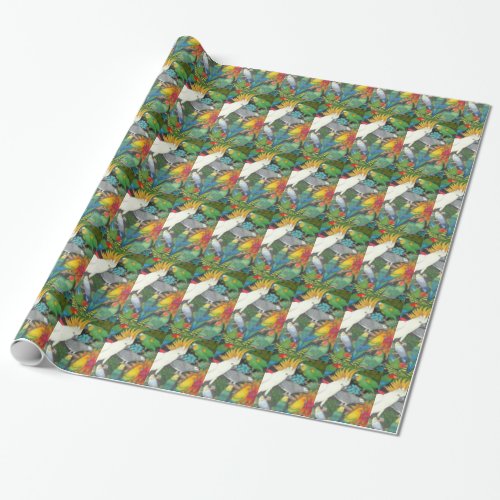 Pet Parrots in Bromeliad Plants Wrapping Paper