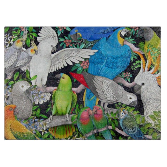 Pet Parrots of the World Cutting Board (Front)