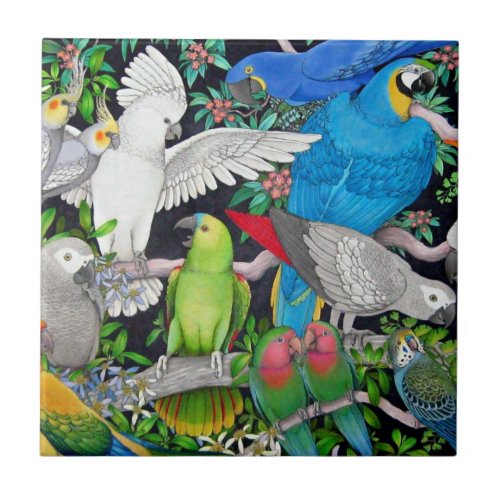 Pet Parrots of the World Tile