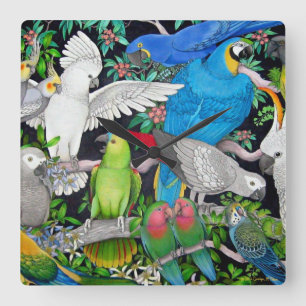 Pet Parrots of the World Wall Clock
