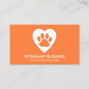 Pet Paw and Heart Illustration Dog and Cat Business Card