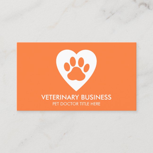 Pet Paw and Heart Illustration Dog and Cat Business Card