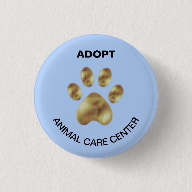 Pet paw animal care center button (Front)