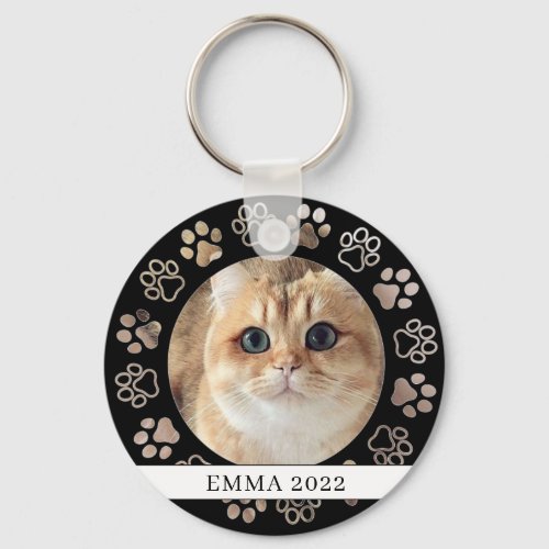 Pet Paw Custom Cat Photo Ceramic Ornament Keychain