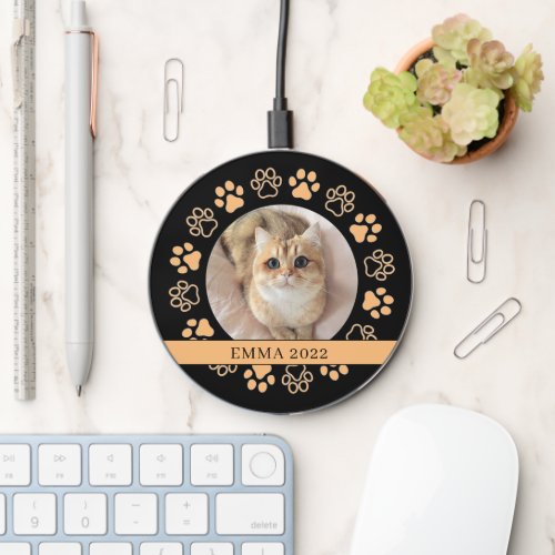 Pet Paw Custom Cat Photo Ceramic Wireless Charger