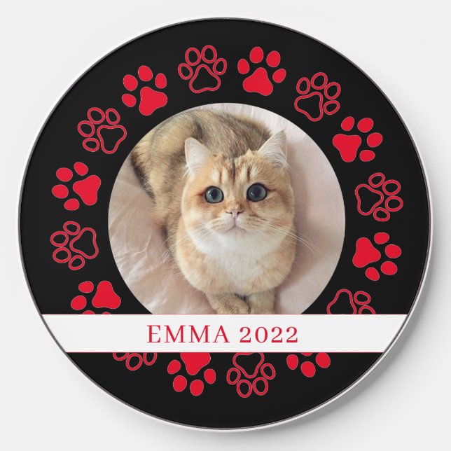 Pet Paw Custom Cat Photo Ceramic Wireless Charger (Front)