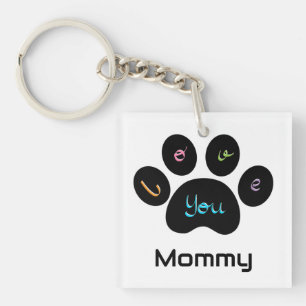 Pet Paw Dog / Cat Love you Mommy Keychain
