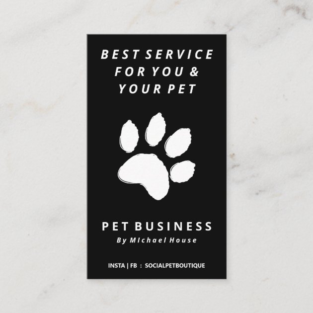 Pet paw dog cat sitting grooming business card