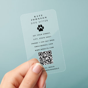 Pet Paw Dog Groomer Pet Spa Salon Unique Clear Business Cards