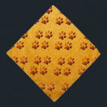 Pet paw gold glitter print on gold background bandana<br><div class="desc">Pet paw gold glitter print on gold background on Doormat.</div>