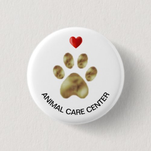 Pet paw  heart animal care center button