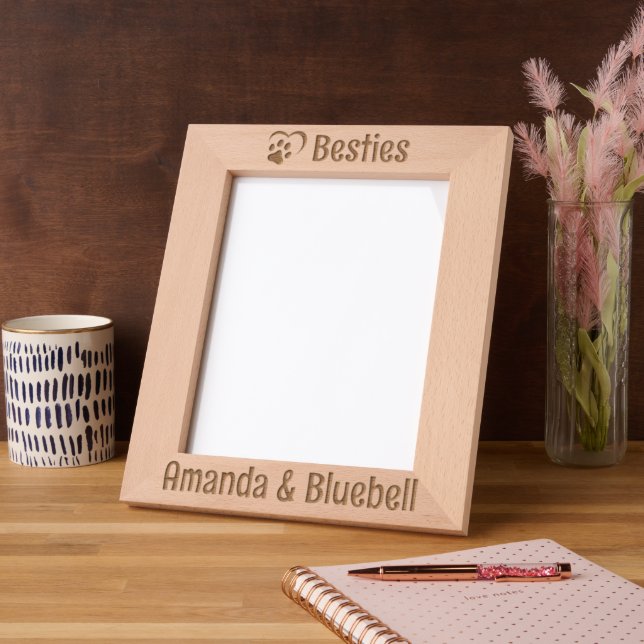 Pet Paw Heart Besties Engraved Frames (Left)