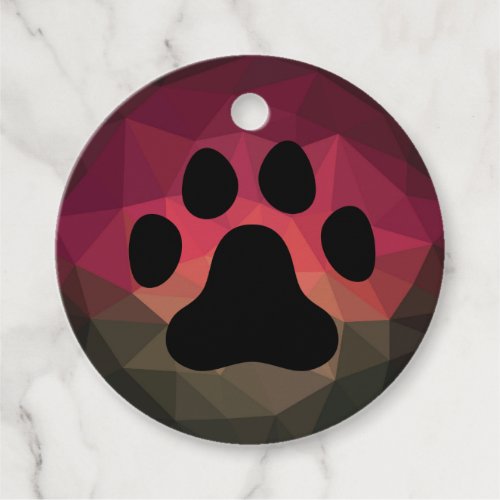 Pet paw in mobern ombre bold colors background  favor tags