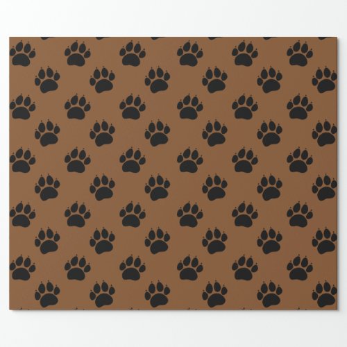 Pet Paw Pattern On Brown Wrapping Paper