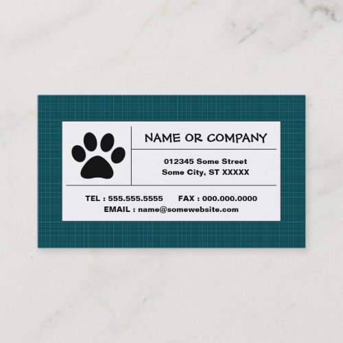 pet paw plaid business card