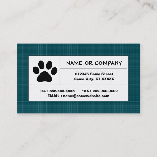 Customizable pet paw plaid business card