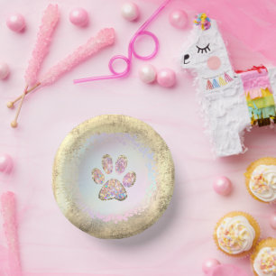 pet paw print  design classic paper bowls