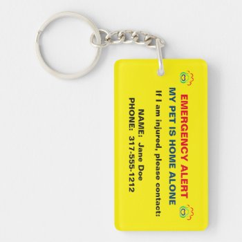 Pet Paw Print Emergency Alert Keychain by JustLoveRescues at Zazzle