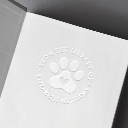 Pet paw print from the library off bookplate embosser