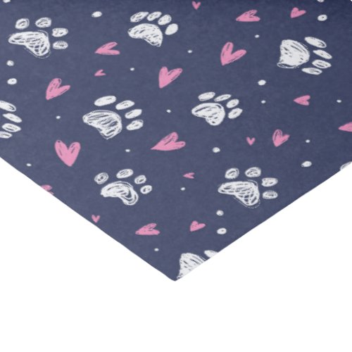 Pet Paw Print Heart Doodle Pattern Valentines Day Tissue Paper