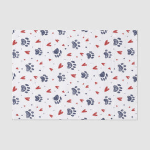 Pet Paw Print Heart Pattern Valentine's Day Tissue Paper