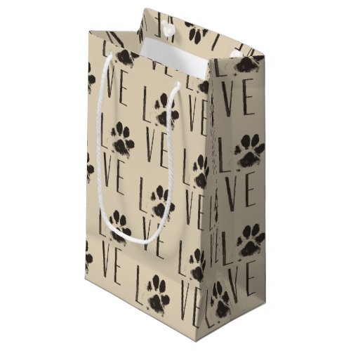 Pet Paw Print Love Typography Pattern Small Gift Bag