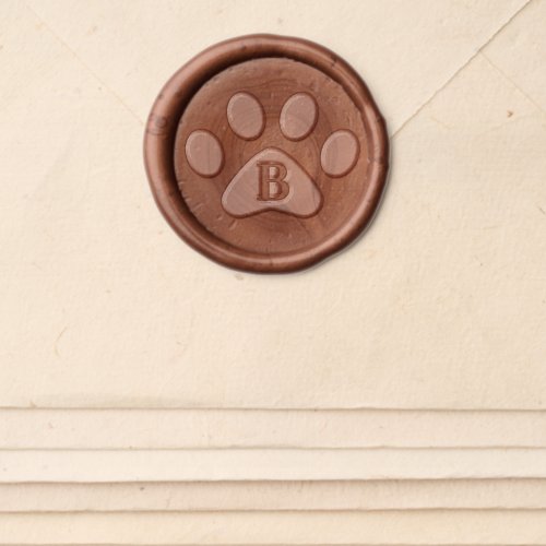 Pet Paw Print Monogram Wax Seal Sticker