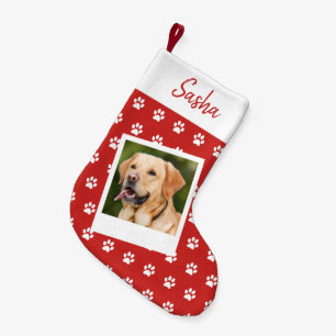 Pet Paw Print Personalized Name and Photo Small Christmas Stocking