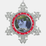 Pet Paw Print Photo Keepsake Snowflake Pewter Christmas Ornament at Zazzle
