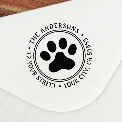 Pet paw print return address self_inking stamp