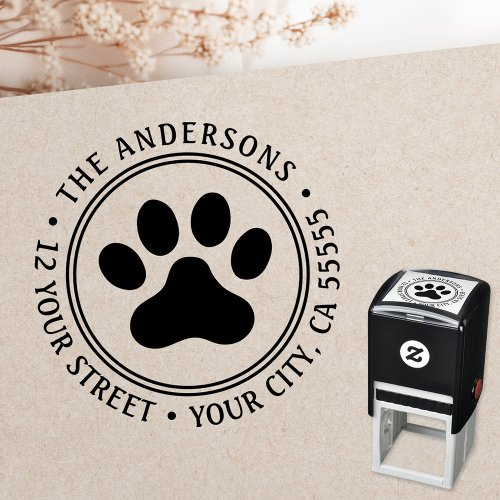 Pet paw print return address self_inking stamp