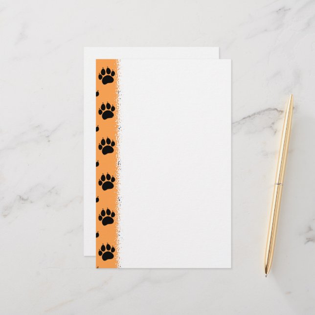 Pet Paw Print Stationery (Front/Back In Situ)