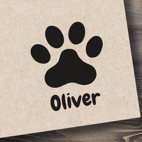 Pet paw print with personalized name signature rubber stamp