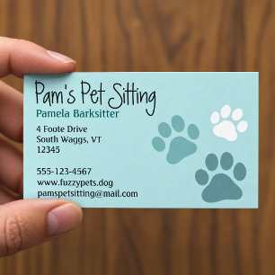 Pet Paw Prints Animal Lover Dog Tracks Light Teal Business Card