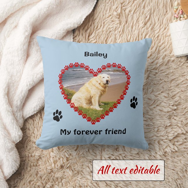 Pet paw prints memorial your photo pillow (Creator Uploaded)