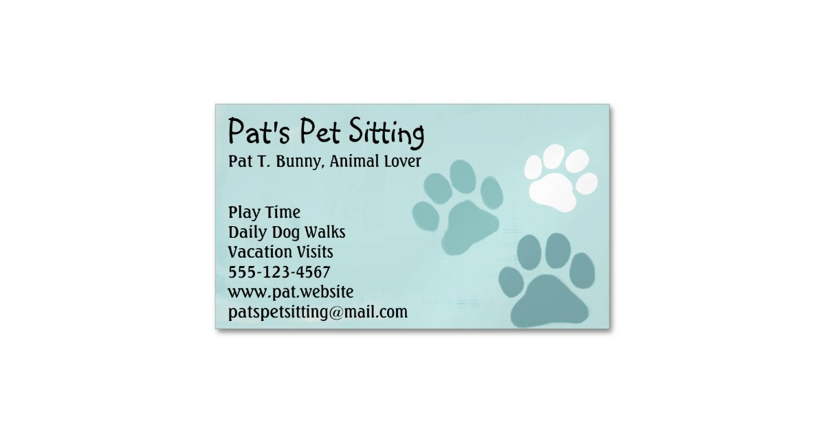 Pet Paw Prints On Teal Cat And Dog Animal Services Magnetic