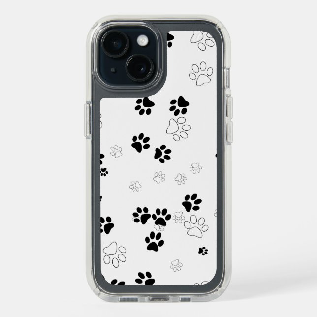 Pet Paw Prints Pattern Speck iPhone Case (Front (Black))