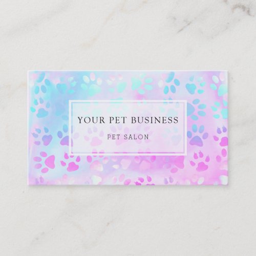 pet paw prints purple blue business card